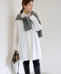 バンドカラーロングシャツ