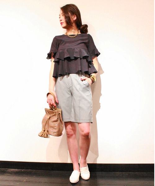 CROON A SONG（クルーンアソング）の「フリルブラウス（シャツ/ブラウス・レディース・ネイビー/ピンクベージュ/ホワイト・M）」の14枚目の写真