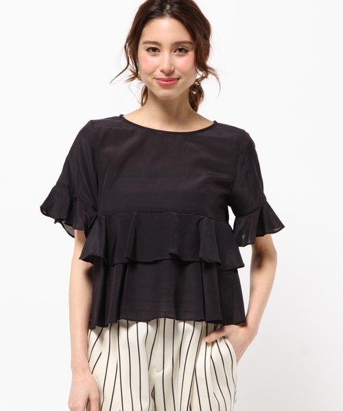 CROON A SONG（クルーンアソング）の「フリルブラウス（シャツ/ブラウス・レディース・ネイビー/ピンクベージュ/ホワイト・M）」の15枚目の写真