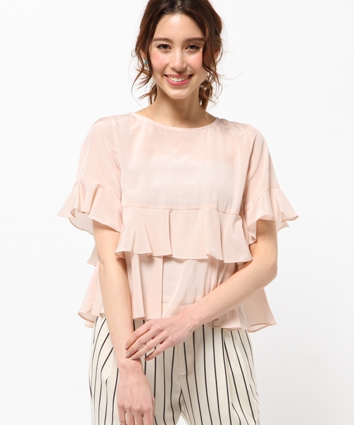 CROON A SONG（クルーンアソング）の「フリルブラウス（シャツ/ブラウス・レディース・ネイビー/ピンクベージュ/ホワイト・M）」の3枚目の写真