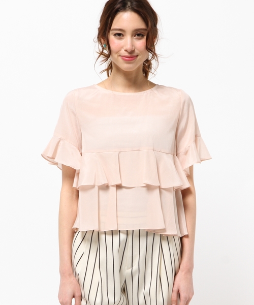 CROON A SONG（クルーンアソング）の「フリルブラウス（シャツ/ブラウス・レディース・ネイビー/ピンクベージュ/ホワイト・M）」の5枚目の写真