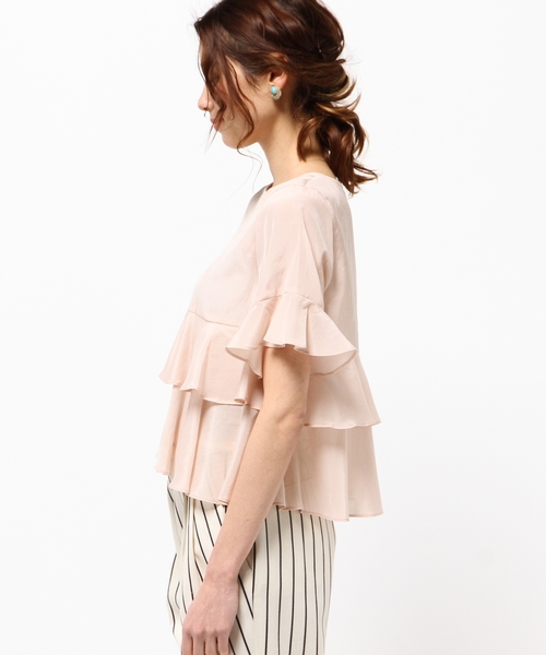 CROON A SONG（クルーンアソング）の「フリルブラウス（シャツ/ブラウス・レディース・ネイビー/ピンクベージュ/ホワイト・M）」の4枚目の写真