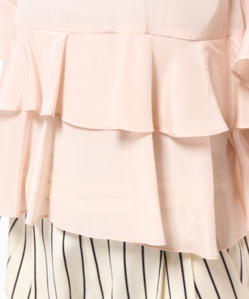 CROON A SONG（クルーンアソング）の「フリルブラウス（シャツ/ブラウス・レディース・ネイビー/ピンクベージュ/ホワイト・M）」の7枚目の写真