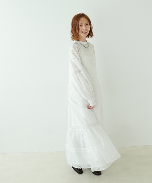 natural couture(ナチュラルクチュール)の「大人ナチュ/ヴィンテージライクレースワンピース(ワンピース・レディース・オフホワイト/ブラック/ボルドー・MEDIUM/LARGE)」の5枚目の写真