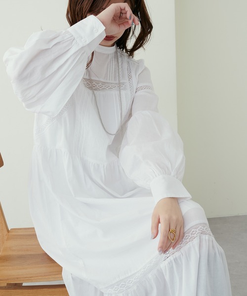 natural couture(ナチュラルクチュール)の「大人ナチュ/ヴィンテージライクレースワンピース(ワンピース・レディース・オフホワイト/ブラック/ボルドー・MEDIUM/LARGE)」の12枚目の写真