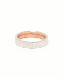 IO（イオ）（イオ）の「【サージカルステンレス316L】金属アレルギー対応4ミリ平打ちダイヤモンドセットアップリング　裏面ピンクゴールドプレーティング（リング）」