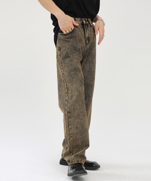 Ressaca（レサーカ）の「ルーズストレートシルエット オーバーダイウォッシュデニムパンツ（デニムパンツ・メンズ・ブラウン・S/M/L/XL）」の2枚目の写真