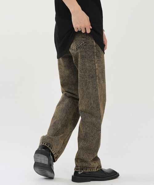 Ressaca（レサーカ）の「ルーズストレートシルエット オーバーダイウォッシュデニムパンツ（デニムパンツ・メンズ・ブラウン・S/M/L/XL）」の3枚目の写真