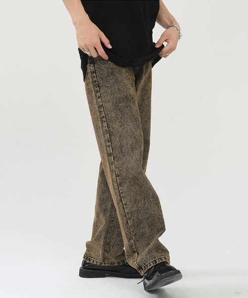 Ressaca（レサーカ）の「ルーズストレートシルエット オーバーダイウォッシュデニムパンツ（デニムパンツ・メンズ・ブラウン・S/M/L/XL）」の4枚目の写真