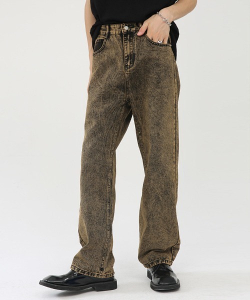 Ressaca（レサーカ）の「ルーズストレートシルエット オーバーダイウォッシュデニムパンツ（デニムパンツ・メンズ・ブラウン・S/M/L/XL）」の5枚目の写真