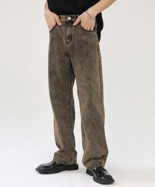 Ressaca（レサーカ）の「ルーズストレートシルエット オーバーダイウォッシュデニムパンツ（デニムパンツ・メンズ・ブラウン・S/M/L/XL）」の6枚目の写真