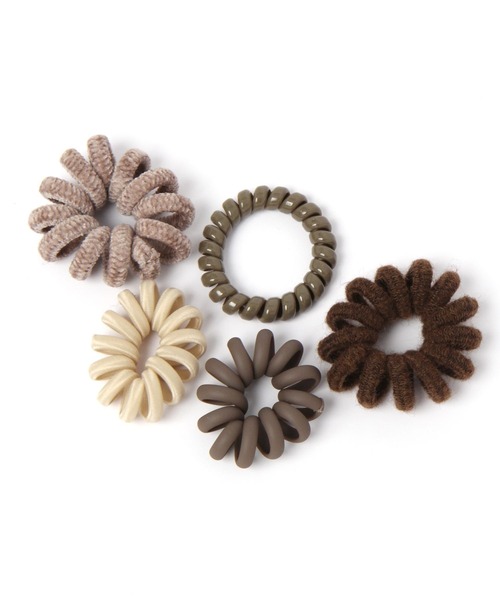 LEPSIM（レプシィム）の「5セットグルグルヘアゴム　179758（ヘアゴム・レディース・ブラウン/カーキ/グレー・ONE SIZE）」の3枚目の写真