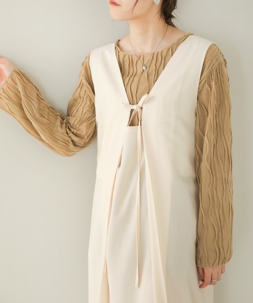 Bab（バブ）の「シワシワトップス（Tシャツ/カットソー・レディース・ブラック/アイボリー/ライトグリーン/パープル/ベージュ・FREE）」の4枚目の写真