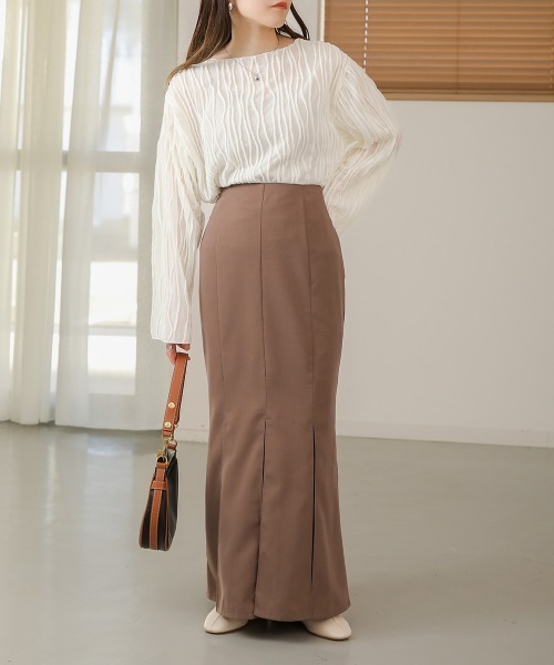 Bab（バブ）の「シワシワトップス（Tシャツ/カットソー・レディース・ブラック/アイボリー/ライトグリーン/パープル/ベージュ・FREE）」の7枚目の写真