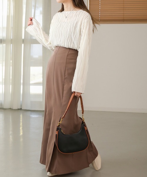 Bab（バブ）の「シワシワトップス（Tシャツ/カットソー・レディース・ブラック/アイボリー/ライトグリーン/パープル/ベージュ・FREE）」の9枚目の写真