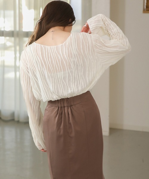 Bab（バブ）の「シワシワトップス（Tシャツ/カットソー・レディース・ブラック/アイボリー/ライトグリーン/パープル/ベージュ・FREE）」の11枚目の写真