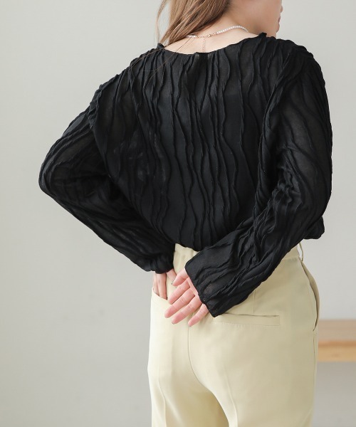 Bab（バブ）の「シワシワトップス（Tシャツ/カットソー・レディース・ブラック/アイボリー/ライトグリーン/パープル/ベージュ・FREE）」の20枚目の写真