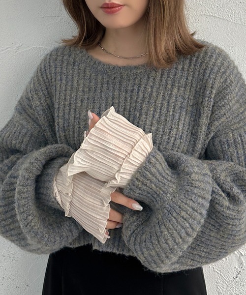 apres jour mignon（アプレジュールミニョン）の「プリーツアームウォーマー【ZOZOTOWN限定アイテム】（アームカバー・レディース・ライトベージュ/ブラック/オレンジ/グリーン・X-LARGE/フリー）」の13枚目の写真