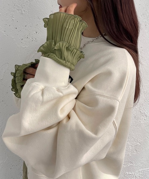 apres jour mignon（アプレジュールミニョン）の「プリーツアームウォーマー【ZOZOTOWN限定アイテム】（アームカバー・レディース・ライトベージュ/ブラック/オレンジ/グリーン・X-LARGE/フリー）」の12枚目の写真