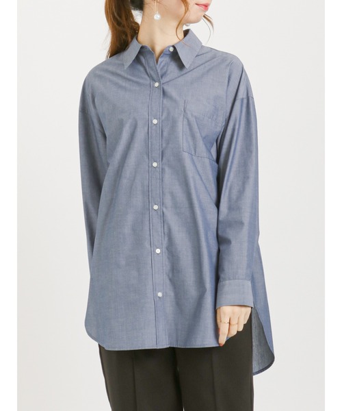 Te chichi（テチチ）の「スリットスリーブレギュラーシャツ（シャツ/ブラウス・レディース・ブルー/ネイビー/オフホワイト・ﾌﾘ-）」の3枚目の写真