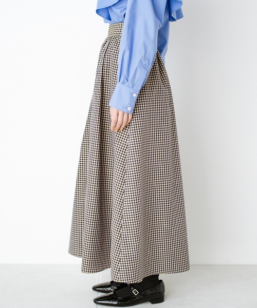 haco!(ハコ)の「気がねなくラクさせてくれる甘やかしフレアースカート by que made me(スカート・レディース・ベージュ系その他/ブルー系その他・SMALL/MEDIUM/LARGE/X-LARGE)」の6枚目の写真