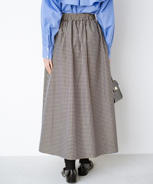 haco!(ハコ)の「気がねなくラクさせてくれる甘やかしフレアースカート by que made me(スカート・レディース・ベージュ系その他/ブルー系その他・SMALL/MEDIUM/LARGE/X-LARGE)」の8枚目の写真