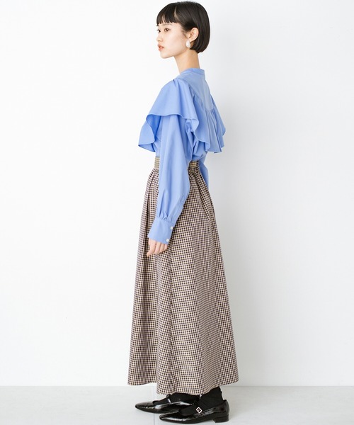 haco!(ハコ)の「気がねなくラクさせてくれる甘やかしフレアースカート by que made me(スカート・レディース・ベージュ系その他/ブルー系その他・SMALL/MEDIUM/LARGE/X-LARGE)」の13枚目の写真