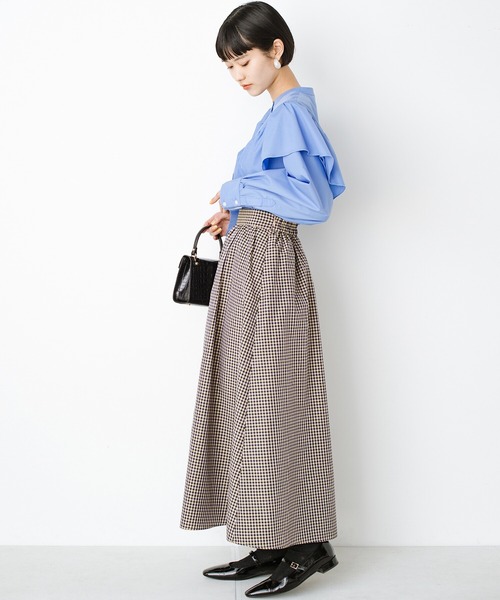 haco!(ハコ)の「気がねなくラクさせてくれる甘やかしフレアースカート by que made me(スカート・レディース・ベージュ系その他/ブルー系その他・SMALL/MEDIUM/LARGE/X-LARGE)」の14枚目の写真