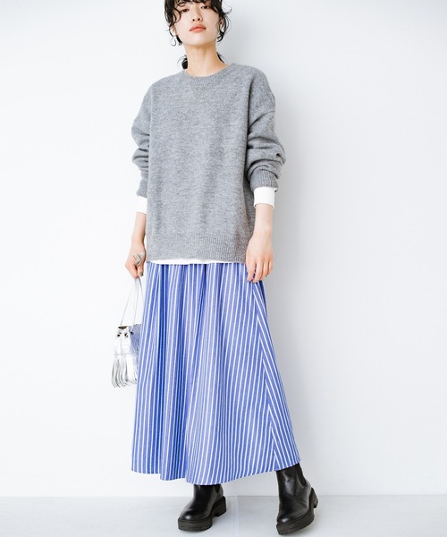 haco!(ハコ)の「気がねなくラクさせてくれる甘やかしフレアースカート by que made me(スカート・レディース・ベージュ系その他/ブルー系その他・SMALL/MEDIUM/LARGE/X-LARGE)」の19枚目の写真