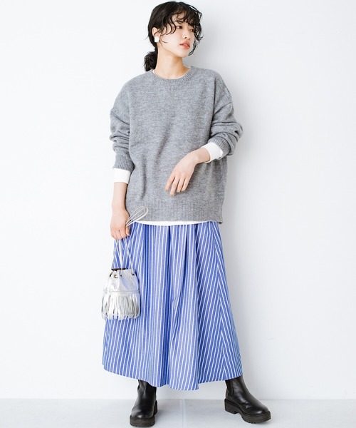 haco!(ハコ)の「気がねなくラクさせてくれる甘やかしフレアースカート by que made me(スカート・レディース・ベージュ系その他/ブルー系その他・SMALL/MEDIUM/LARGE/X-LARGE)」の21枚目の写真