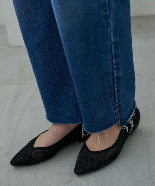 Edit Sheen（エディットシーン）の「レースフラットシューズ（パンプス・レディース・アイボリー/ブラック・23.0cm/23.5cm/22.5cm/24.0cm/24.5cm）」の2枚目の写真