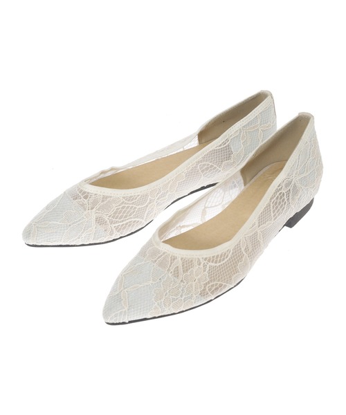 Edit Sheen（エディットシーン）の「レースフラットシューズ（パンプス・レディース・アイボリー/ブラック・23.0cm/23.5cm/22.5cm/24.0cm/24.5cm）」の9枚目の写真