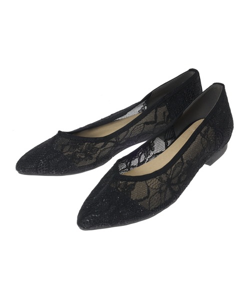 Edit Sheen（エディットシーン）の「レースフラットシューズ（パンプス・レディース・アイボリー/ブラック・23.0cm/23.5cm/22.5cm/24.0cm/24.5cm）」の11枚目の写真