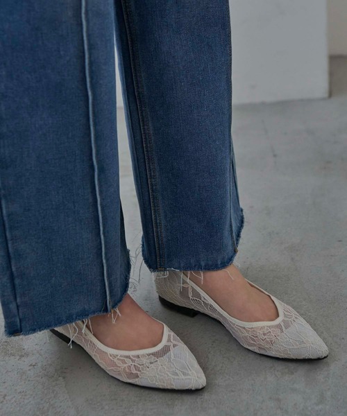 Edit Sheen（エディットシーン）の「レースフラットシューズ（パンプス・レディース・アイボリー/ブラック・23.0cm/23.5cm/22.5cm/24.0cm/24.5cm）」の12枚目の写真