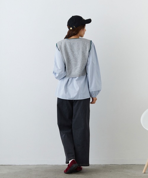 179/WG(イチナナキュウダブルジー)の「ベスト+チュニックブラウスSET(ベスト・レディース・グレー/ブルー/オフホワイト・FREE)」の13枚目の写真