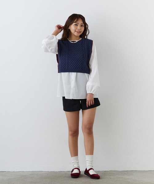 179/WG(イチナナキュウダブルジー)の「ベスト+チュニックブラウスSET(ベスト・レディース・グレー/ブルー/オフホワイト・FREE)」の10枚目の写真