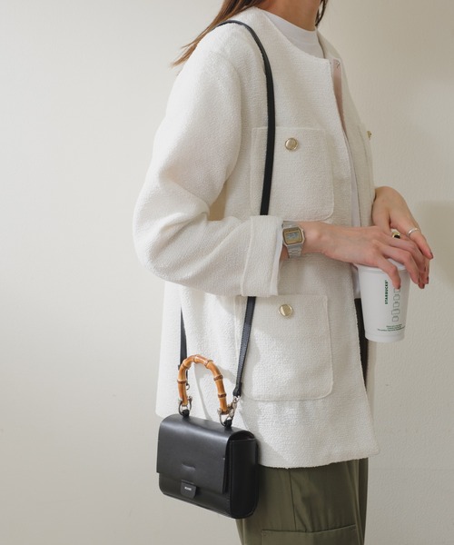 Pal collection(パルコレクション)の「《BEAURE/ビュレ》バンブーハンドルショルダーバック(ショルダーバッグ・レディース・グレー系その他/パープル/グリーン/ブラック・FREE)」の2枚目の写真