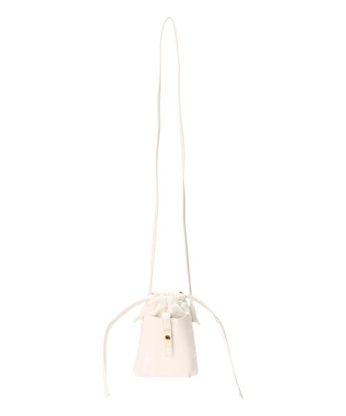 Te chichi TERRASSE（テチチテラス）の「ミニ巾着ショルダーバッグ（ハンドバッグ・レディース・ブラック/オフホワイト/ラベンダー・ﾌﾘ-）」の2枚目の写真