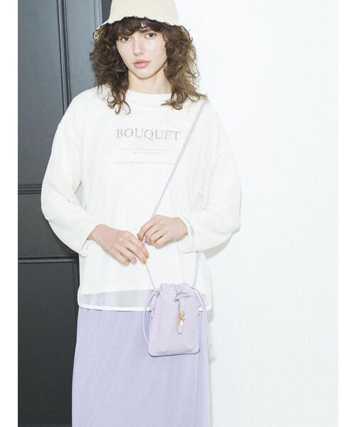 Te chichi TERRASSE（テチチテラス）の「ミニ巾着ショルダーバッグ（ハンドバッグ・レディース・ブラック/オフホワイト/ラベンダー・ﾌﾘ-）」の4枚目の写真