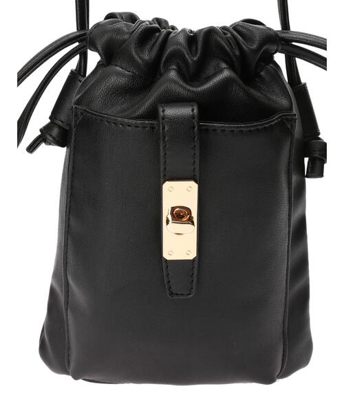 Te chichi TERRASSE（テチチテラス）の「ミニ巾着ショルダーバッグ（ハンドバッグ・レディース・ブラック/オフホワイト/ラベンダー・ﾌﾘ-）」の9枚目の写真