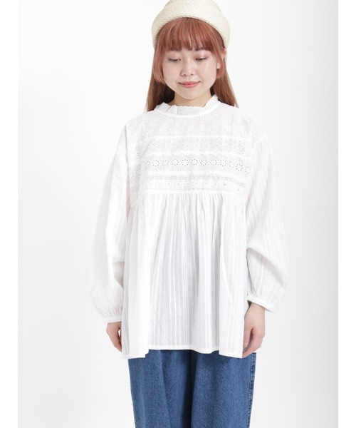 Samansa Mos2（サマンサ モスモス）の「オーバーレースブラウス（シャツ/ブラウス・レディース・オフホワイト/キナリ・ﾌﾘ-）」の7枚目の写真
