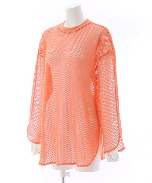 clear(クリア)の「オーバーサイズメッシュトップス (Tシャツ/カットソー・レディース・ブラック/オレンジ/アイボリー/ブルーグレー・F)」の7枚目の写真