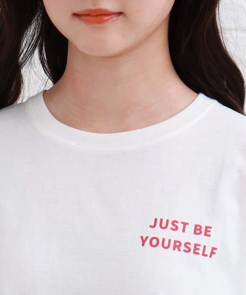 PINK-latte（ピンクラテ）の「◆ワッペンデザインバックプリントTシャツ（Tシャツ/カットソー・キッズ・オフホワイト/ブラック/ワインレッド/グリーン・14/15 /16）」の8枚目の写真