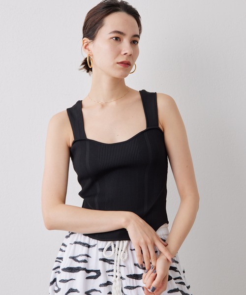 Whim Gazette（ウィムガゼット）の「【THE PAUSE】ニットビスチェ（ニット/セーター・レディース・ブラック/ホワイト系その他・FREE）」の2枚目の写真