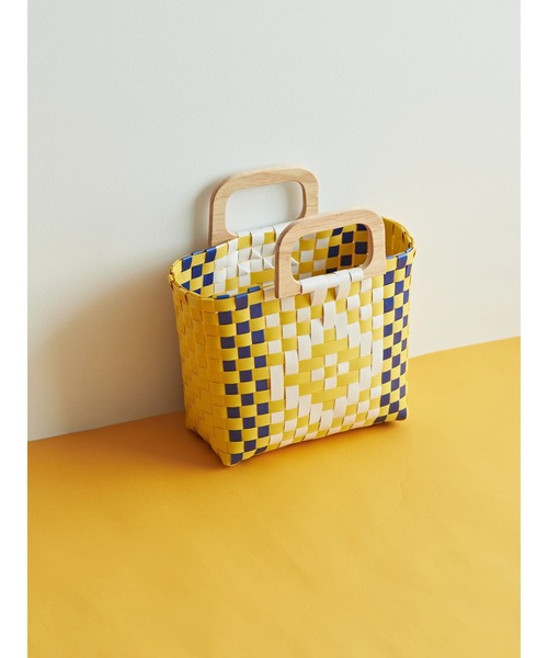 AMERICAN HOLIC(アメリカンホリック)の「ウッドハンドルカゴBAG(ハンドバッグ・レディース・イエロー/グリーン・FREE)」の2枚目の写真