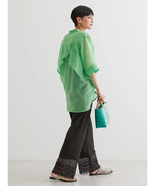 AMERICAN HOLIC(アメリカンホリック)の「ウッドハンドルカゴBAG(ハンドバッグ・レディース・イエロー/グリーン・FREE)」の4枚目の写真