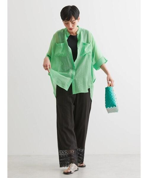 AMERICAN HOLIC(アメリカンホリック)の「ウッドハンドルカゴBAG(ハンドバッグ・レディース・イエロー/グリーン・FREE)」の5枚目の写真