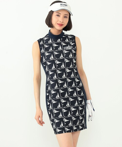 BEAMS GOLF ビームスゴルフ ダンボールニットモックネックワンピース M