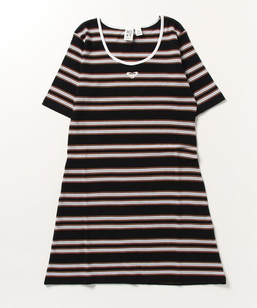 ROXY（ロキシー）の「ROXY/ロキシー 半袖ワンピース RDR232020（ワンピース・レディース・ブラウン系その他/ブルー/ブラック×ホワイト/ブラック・L/M）」の2枚目の写真