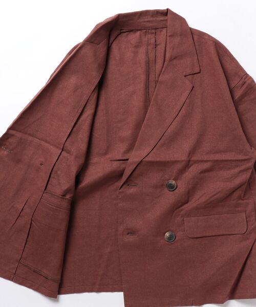 RODEO CROWNS WIDE BOWL（ロデオクラウンズワイドボウル）の「ハーフスリーブリネンジャケット（テーラードジャケット・レディース・ブラウン/アイボリー・FREE）」の14枚目の写真